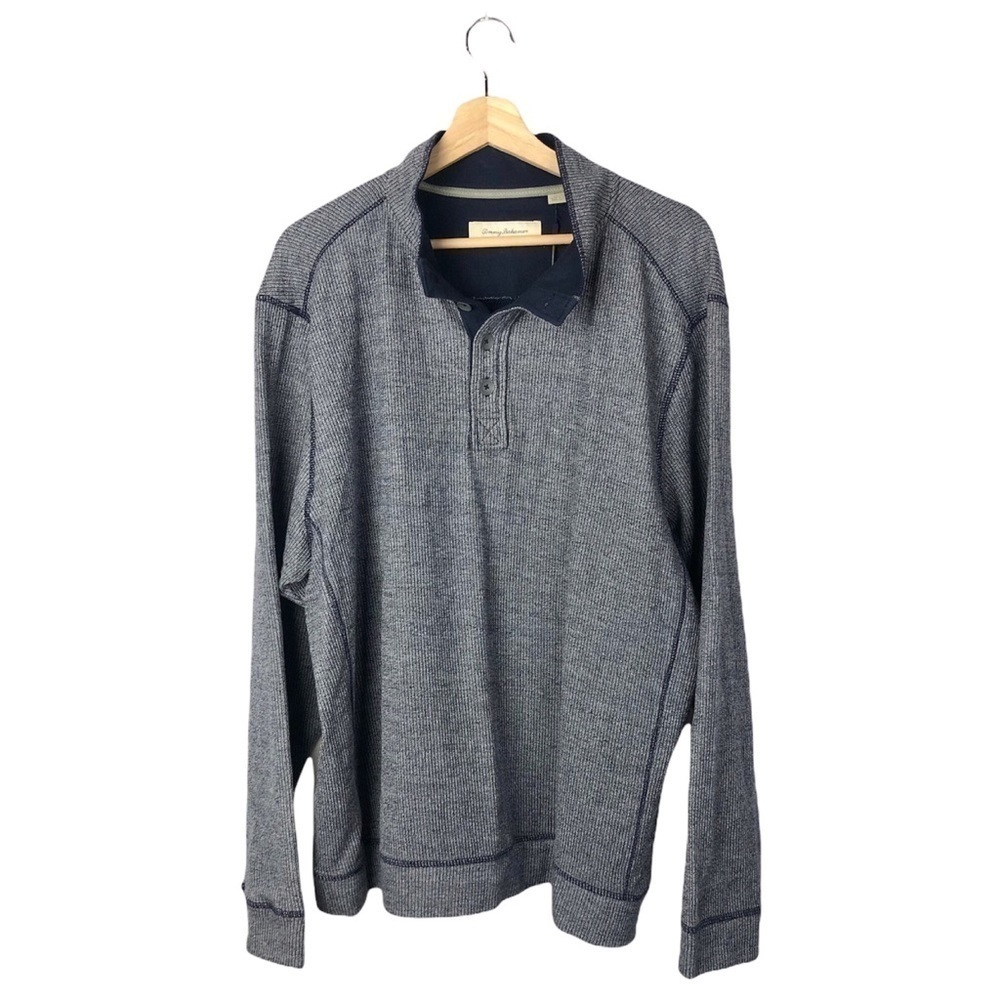 NEW Tommy Bahama Denim Blue 4‎ Button Pullover Sweater M